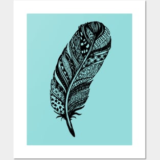 Zentangle Tribal Feather Drawing Posters and Art